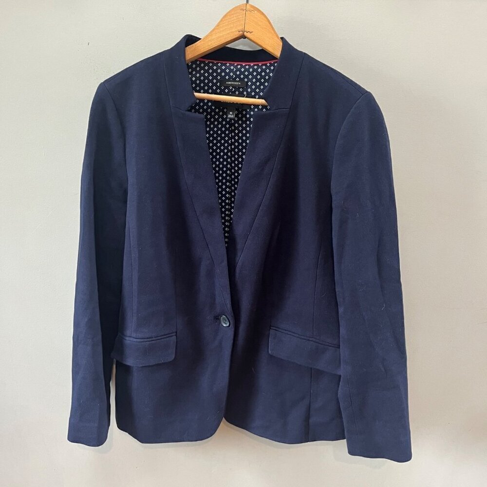 Talbots Navy Blue‎ Aberdeen Knit Ponte Blazer - Size 10